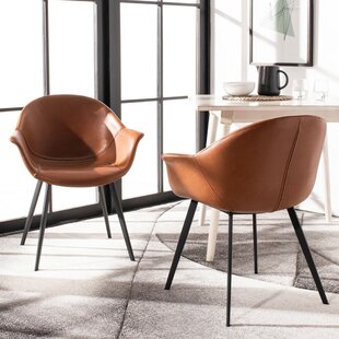 TRIO SUPPLY HOUSE Dublin Midcentury Modern Leather Dining Tub Chair (Set of 2)