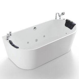 EMPAVA 59'' x 29.5'' Freestanding Whirlpool Acrylic Bathtub with Faucet