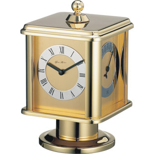 DCOR DESIGN Traditional Analog Quartz Tabletop Clock in Brass