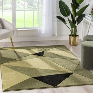Well Woven Ruby Tamara Modern Geometric Triangle Pattern 3D Textured Green Area Rug