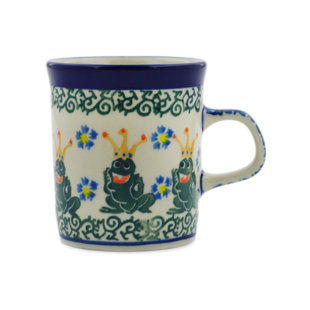 POLMEDIA Polish Pottery 5 Oz. Stoneware Mug - Frog Prince