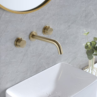 AQUA GALLERY 8 in W*8.23 D Solid Brass 2-Handle Wall Mounted Bathroom Sink Faucet