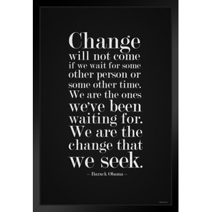 TRINX Barack Obama Change Will Not Come If We Wait Famous Motivational Inspirational Quote Matted Framed Wall Art Print 20X26 Inch