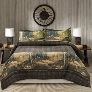 MILLWOOD PINES Taliaferro Blue Ridge Trading Whitetail Birch 100% Cotton Animal Print Comforter Set
