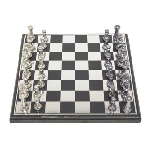 COLE & GREY Aluminum Metal Chess Decor Black Game Set