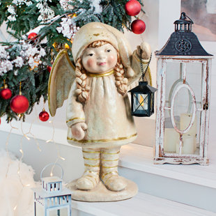 DESIGN TOSCANO Holiday Angel Holding Lantern Statue