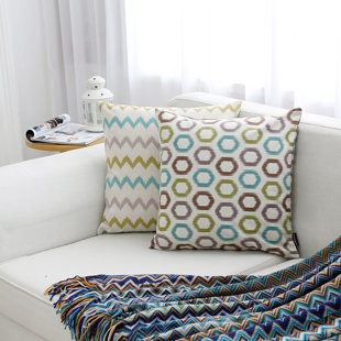 ENDLESSBAY Geometric Linen Reversible Throw Pillow (Set of 2)