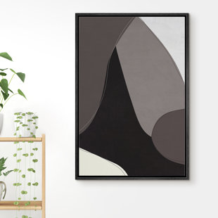 IDEA4WALL Abstract Alternating Dark & Beige Shape Framed On Canvas Print