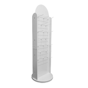 WFX UTILITY™ Pegwall Spinner Floor Rack Display Wood Merchandiser with 32 Pegboard Hooks 18" x 18" x 66"