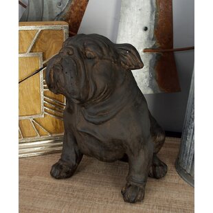 RED BARREL STUDIO® Mikkelson Polystone Sitting Bulldog Decorative Brown Sculpture