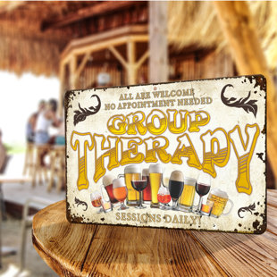ATX CUSTOM SIGNS Funny Group Therapy Sessions Daily Sign for Bar Décor