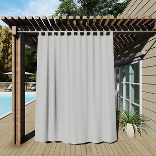 LATITUDE RUN® Dencho Solid Detachable Sticky Tab Top Outdoor Curtain Single Panel