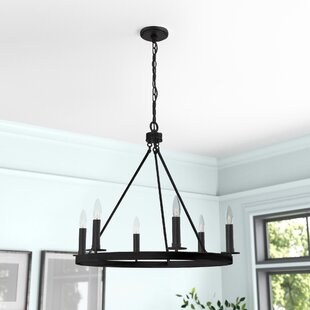 THREE POSTS™ Lowrie 6 - Light Dimmable Wagon Wheel Chandelier