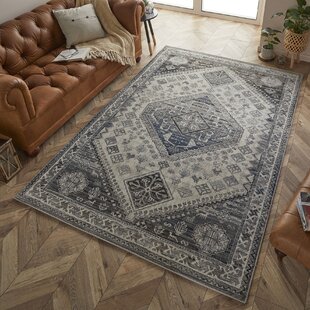 WADE LOGAN Murad Traditional Machine Woven Grey/Blue Area Rug