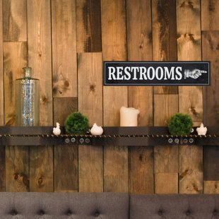 ATX CUSTOM SIGNS Light Rustic Restroom Hand Pointing Sign (Set of 2)