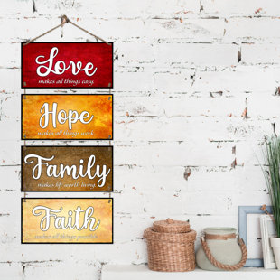 ATX CUSTOM SIGNS 4 Piece Faith, Makes All Things Possible. Love, Makes All Things Easy. Hope, Makes All Things Work. Family, Makes Life Worth Living. Sign Set