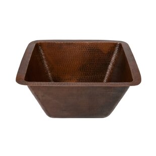 PREMIER COPPER PRODUCTS 15" Square Hammered Bar/Prep Sink w/ 2" Drain Opening