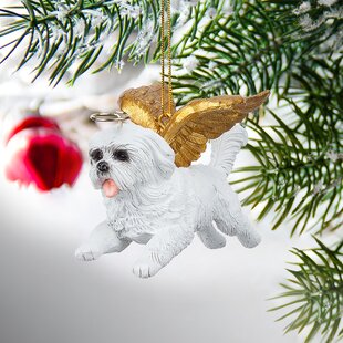 DESIGN TOSCANO Honor the Pooch Maltese Holiday Dog Angel Ornament