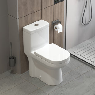 MOHOME Compact Toilet 1.28 GPF Round Comfort Height Floor Mounted One-Piece Toilet