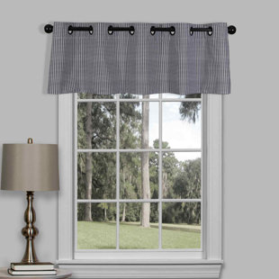 ADAMSTOWN AT HOME Houndstooth Cotton Tailored 72'' W Window Valance in Black/White