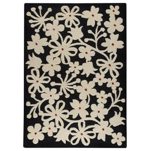 HOKKU DESIGNS Aliva Handmade Black/Beige Rug