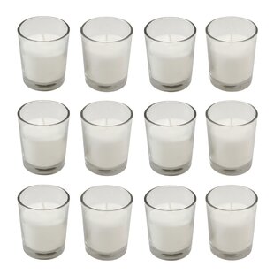 LUMABASE 2.5'' H Glass Tabletop Votive Holder with Candle Included (Set of 12)