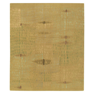 TUFENKIAN Prati Abstract Hand-Knotted Wool/Silk Gold/Green Area Rug