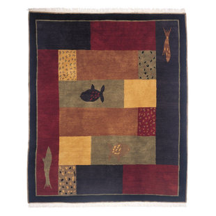 TUFENKIAN Lagoon Geometric Hand-Knotted Wool Purple/Red Area Rug