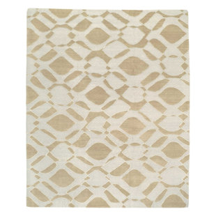 TUFENKIAN Mod Geometric Hand-Knotted Wool/Silk Beige/Gray/Neutral Area Rug