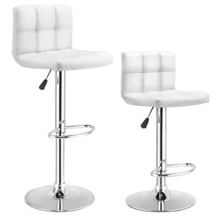 ORREN ELLIS Stuart Swivel Upholstered Adjustable Height Counter Stool with Metal Frame (Set of 2)