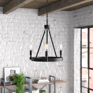 STEELSIDE™ Calvin 3 - Light Dimmable Wagon Wheel Chandelier