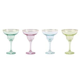 VIVA BY VIETRI Rainbow 4oz. Handmade Margarita Glass Set (Set of 4)