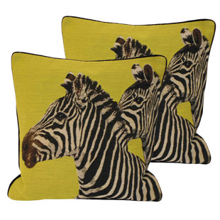 PAOLETTI Twin Zebra Square Throw Cushion With Filling (Set of 2)