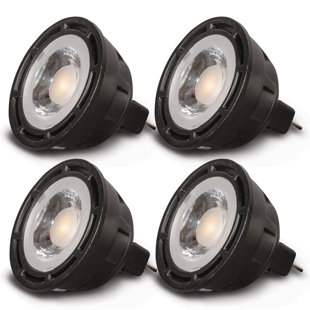 Sunlight2® MR16 12V AC 7W Bulb, Dim to Warm, 3000K to 1800K, 24°Beam Angle, Black Finish. (Set of 4)