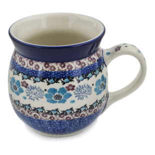 POLMEDIA Polish Pottery 16 Oz Stoneware Bubble Mug - Country Vibes