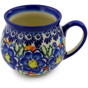 POLMEDIA Polish Pottery 12 Oz Stoneware Bubble Mug - Lightbug Garden