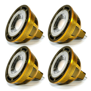 Sunlight2® MR16 12V AC 7W Bulb, Dim to Warm 3000K to 1800K, 36° Beam Angle, Brass Finish. (Set of 4)