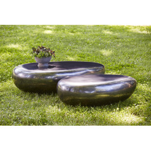 PHILLIPS COLLECTION Liquid Silver River Stone Solid Coffee Table