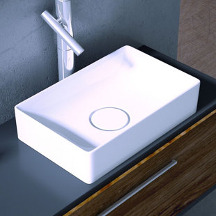 WS Bath Collections Vision 10.6'' Glossy White Ceramic Rectangular Bathroom Sink