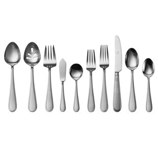 Gourmet Basics by Mikasa Westfield Frost 45-Piece Stainless Steel Flatware Set with Serving Utensil Set