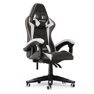 Zoow Adjustable Reclining Ergonomic Swiveling PC & Racing Game Chair in Black/White