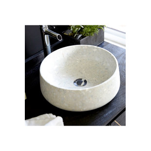 Tikamoon 16'' White Stone Circular Bathroom Sink