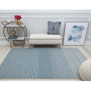 ISAAC MIZRAHI NEW YORK Callum Contemporary Banded Blue Area Rug