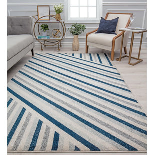 ISAAC MIZRAHI NEW YORK Callum Contemporary Beveled Blue Area Rug