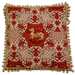 HKH INTERNATIONAL Embroidered Feather Throw Pillow