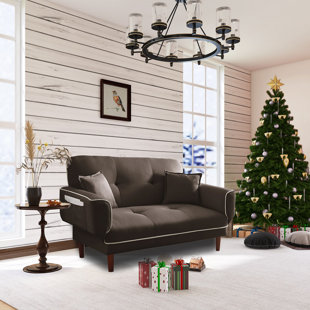 SCHNAPPI Twin 56.5'' Velvet Tufted Futon And Mattress