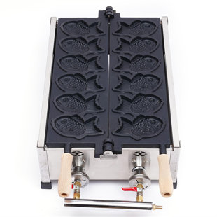 DENFER Commercial Non Stick 6-hole Fish Type Waffle Maker LPG