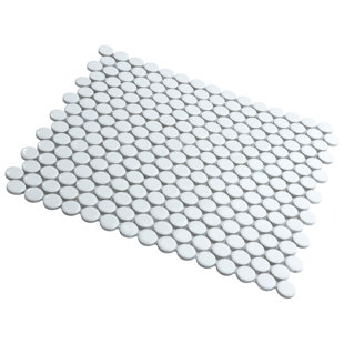 MEROLA TILE Hudson Penny Round 11-7/8 " x 12-5/8 " Porcelain Mosaic Floor & Wall Tile