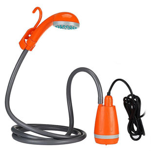 DENFER Portable Compact Water Shower Head Outdoor Cigarette Lighter Plug