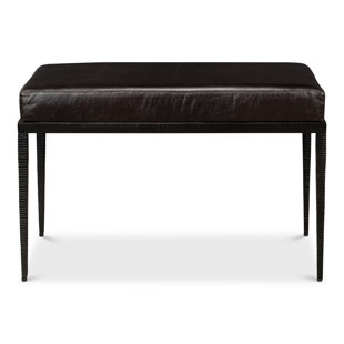 SARREID LTD Duke Ridged Genuine Leather Upholstered Bench
